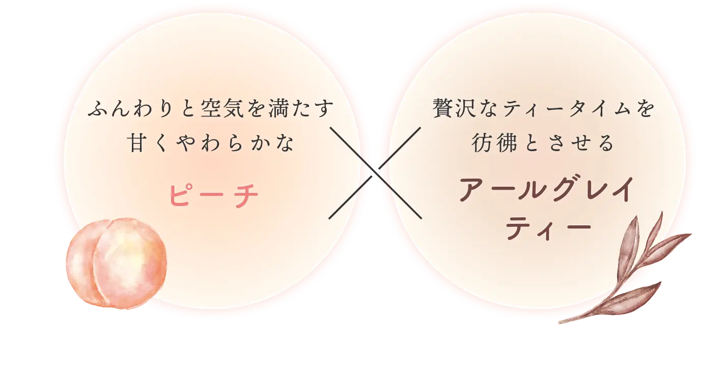 ふんわりと空気を満たす甘くやわらかなピーチ×贅沢なティータイムを彷彿とさせるアールグレイティー
