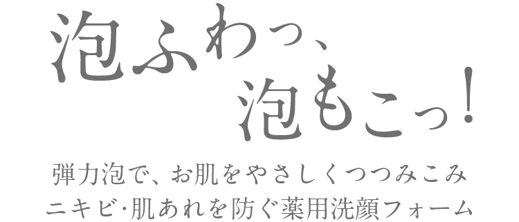 弾力泡で、お肌をやさしくつつみこみニキビ・肌あれを防ぐ薬用洗顔フォーム