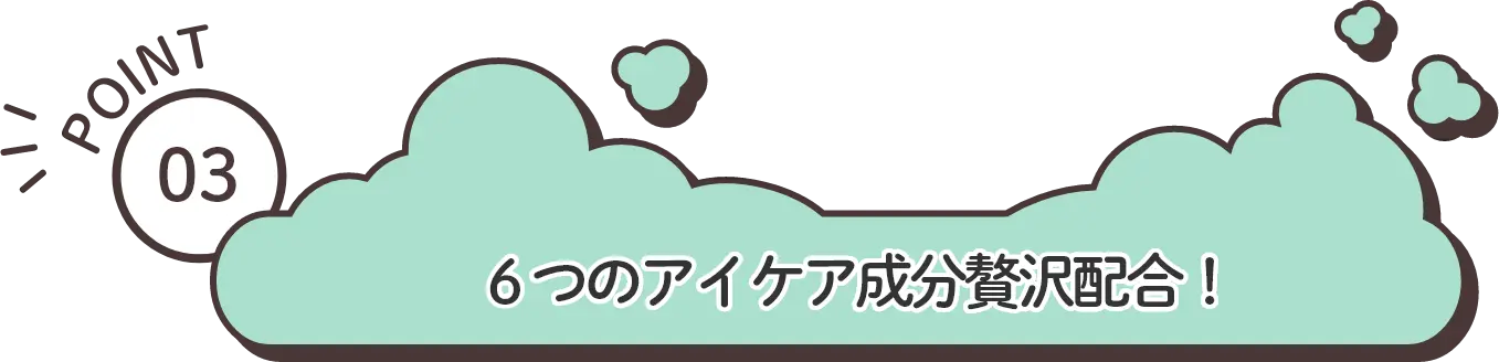 POINT3：６つのアイケア成分贅沢配合！